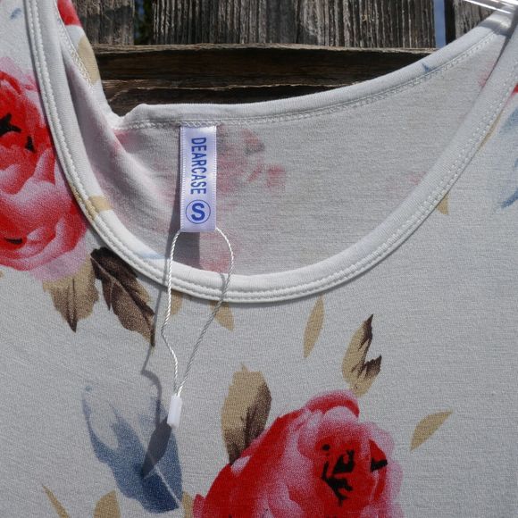 Dearcase Stretch Maxi Dress White Floral Small NWOT Pockets Rayon Blend - Picture 10 of 10